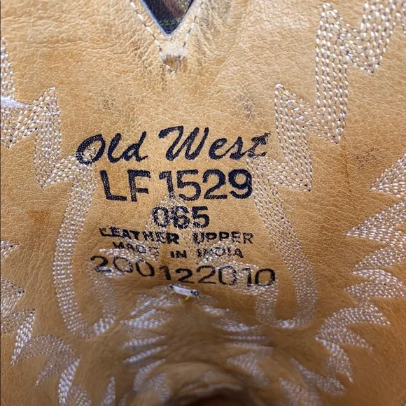 Old West Cognac Leather Cowboy Boots - Picture 2 of 7